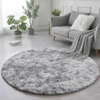 Amdrebio Tie-Dyed Light Grey Round Rugs - Image 4