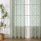 OWENIE Furman Sage Green Sheer Curtains 96 inches Extra Long - Image 2
