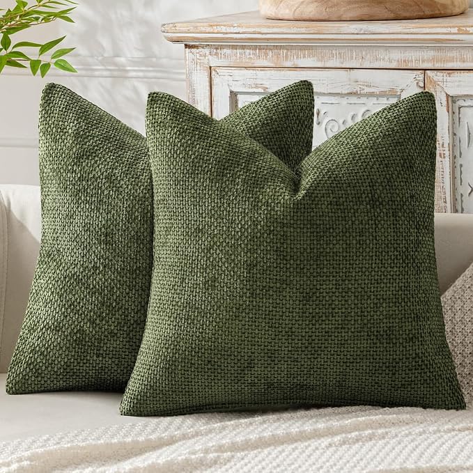 MIULEE Pack of 2 Couch Throw Pillow Covers 20x20 Inch Olive Green Modern Boho by MIULEE