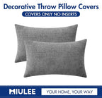 MIULEE Pack of 2 Couch Throw Pillow Covers 12x20 Inch Soft Dark Gray Chenille - Image 6