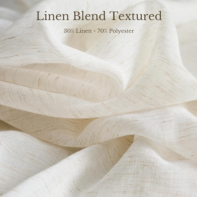 NICETOWN Semi Sheer Linen Curtains 84 inches Long 2 Panels Set - Image 5