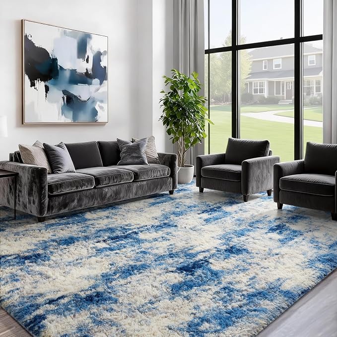 Ophanie Blue White and Grey Area Rugs - Image 3