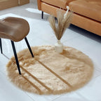 linmopm Faux Fur Rug Sheepskin Shag Fluffy Fuzzy Beige 3x3 ft Rugs - Image 3