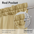 Simplebrand Gold Short Sheer Kitchen Cafe Curtains 36 x 36 Inch, 2 Panels - Image 2