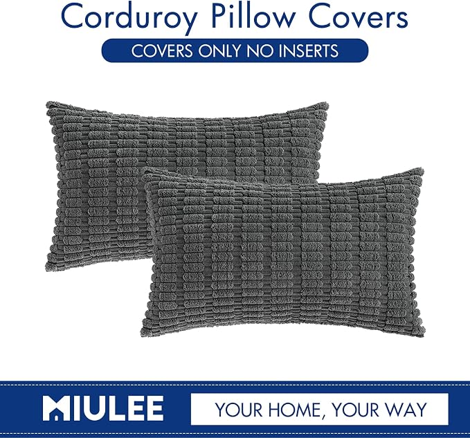 MIULEE Pack of 2 Corduroy Decorative Lumbar Throw Pillow Covers 20x12 Inch Soft - Image 6