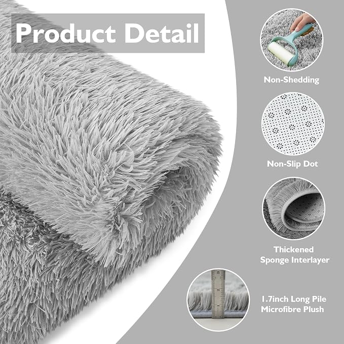 yulidayang Soft Round Area Rug for Kids Bedroom, Fluffy Fuzzy Shaggy Rug - Image 3