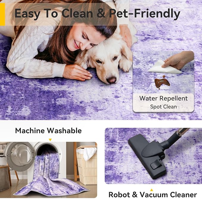 Washable Area Rugs 4'x6' Non-Slip Modern Abstract Soft - Image 6
