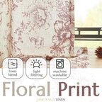 jinchan Linen Blend Curtain Floral Curtains - Image 3