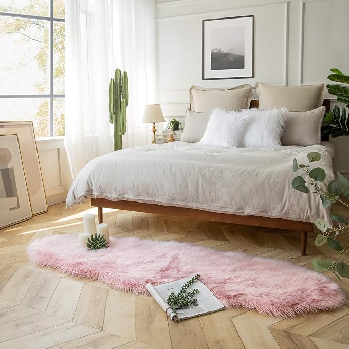 Ashler faux fur rug, Fluffy Shaggy Area Rug Ultra Soft 2 x 6 Feet Sheepskin Fur - Image 5