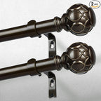 2 Pack Bronze Curtain Rod, Heavy Duty 1 Inch Decorative Curtain Rods by Wolistsa