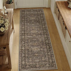 2x7 Washable Runner Rug for Hallway Kitchen Vintage Brown Non Slip Low Pile by WondRg