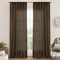 LAMIT Dark Brown Sheer Linen Curtains, 108 inch Light Filtering Semi Sheer by LAMIT