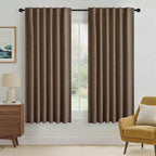 RYB HOME Coffee 100% Blackout Curtains 63 inch Long, Light Blacking & Thermal by RYBHOME