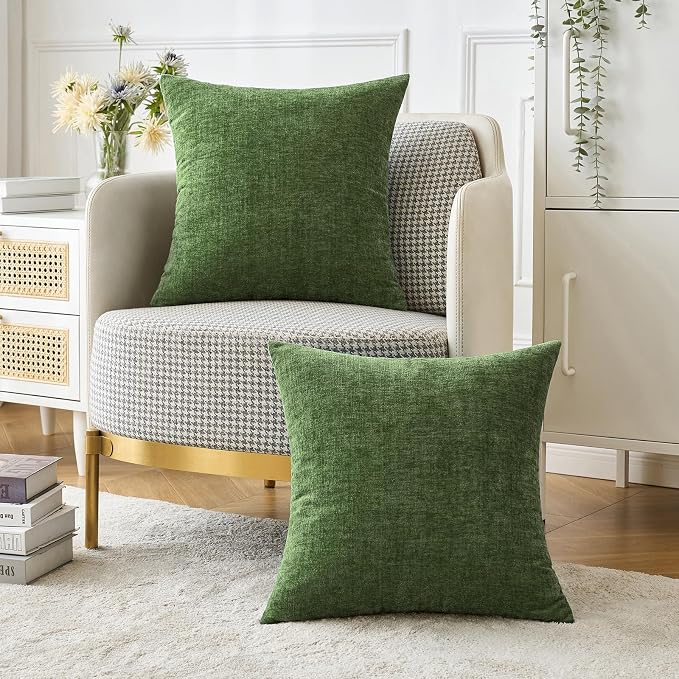 MIULEE Pack of 2 Couch Throw Pillow Covers 16x16Inch Soft Moss Green Spring - Image 5