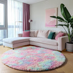 ONASAR Rainbow Round Rugs 6ft for Living Room Bedroom, Fluffy Circle Area Rug - Image 4