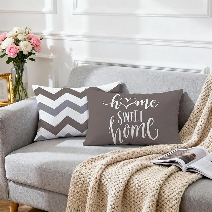 Hexagram Geometric Grey Pillow Covers 12x20 Set of 4, Decorative Outdoor Boho - Image 6