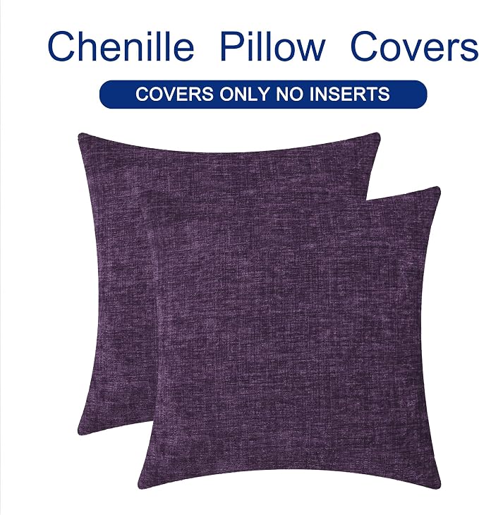 CaliTime Throw Pillow Covers Decorative 16 X 16 Inches Pack of 2 Cozy Chenille - Image 6