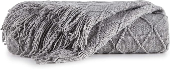 BOURINA Light Grey Throw Blanket 50x60 Inches Throw Textured Solid Soft Sofa - Image 6