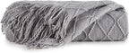 BOURINA Light Grey Throw Blanket 50x60 Inches Throw Textured Solid Soft Sofa - Image 6