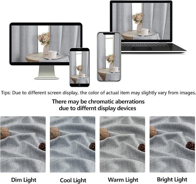 OWENIE Grey Valances for Windows 1 Pcs 18 Inch Length, Light Filtering Textured - Image 9
