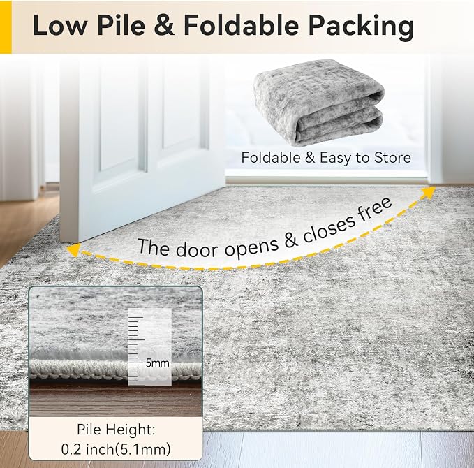 Washable Area Rugs 9'x12' Non-Slip Modern Abstract Soft - Image 7