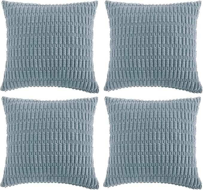 Fancy Homi 4 Packs Boho Light Blue Decorative Throw Pillow Covers 18x18 Inch - Image 6