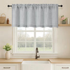 OVZME Grey Valance for Windows, Light Filtering Faux Linen Textured Small by OVZME