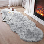 Faux Fur Rug for Bedroom, 2x6ft Grey Plush Area Shag Rugs Floor Carpets for by Tangsoo
