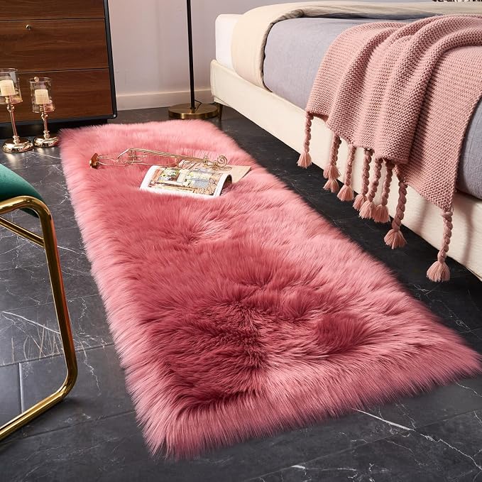 EasyJoy Ultra Soft Fluffy Rugs Faux Fur Rug Chair Cover Seat Pad Fuzzy Area Rug by EasyJoy