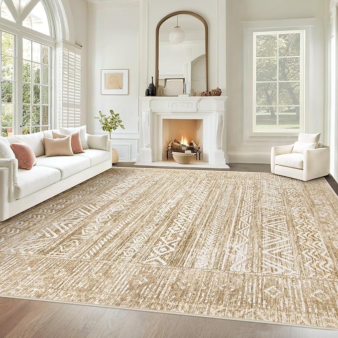 Living Room Rugs 8x10: Washable Moroccan Geometric Boho Rug Farmhouse Non Slip by VECARF