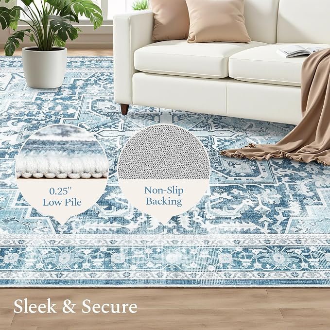 Rugflix 5x7 Area Rugs for Living Room, Machine Washable Rug Non Slip Stain - Image 4