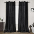 Black Linen Curtains 132 inch Extra Long by Nanspring