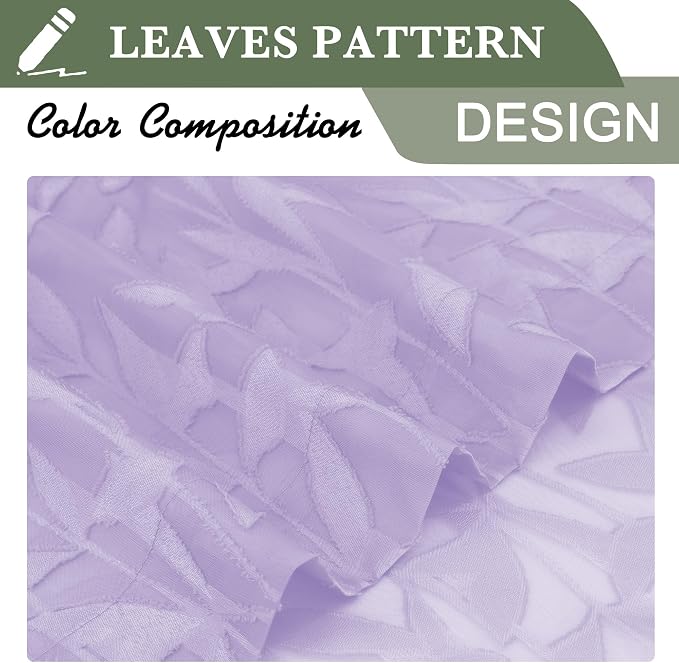Lecloud Leia 2 PCS Light Purple Sheer Kitchen Curtains 36 Inch Length, - Image 6