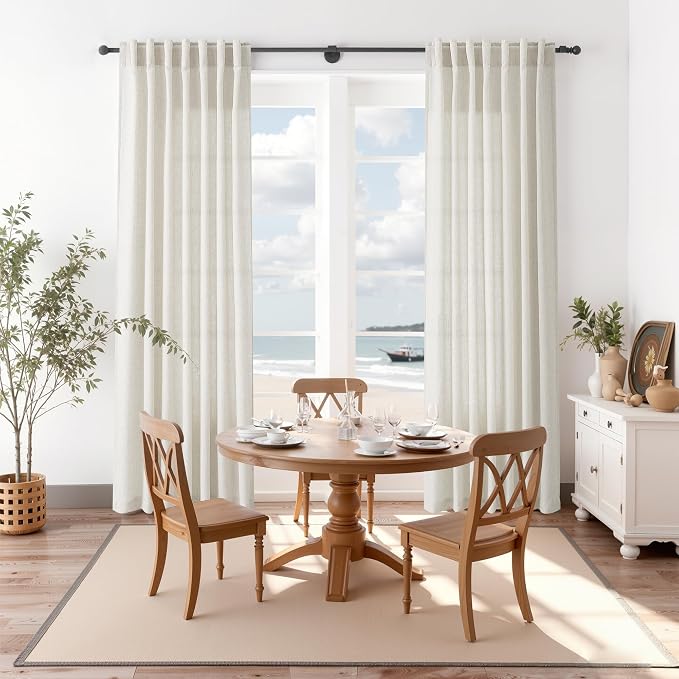 Nanspring Mousse White Linen Curtains 96 Inches Long - Image 8