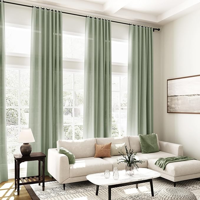 Nanspring Desert Sage Linen Curtains 108 Inches Long - Image 7