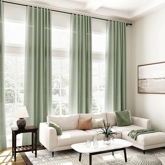 Nanspring Desert Sage Linen Curtains 84 Inch Length 2 Panels Set - Image 7