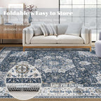 Area Rug 8x10 Washable Rug, Vintage Boho Medallion Rugs Non-Slip Soft Low Pile - Image 6