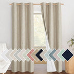 NICETOWN Taupe 100% Blackout Linen Curtains 84 inch Long Burg, Farmhouse Thick by NICETOWN