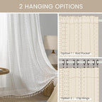 WAZZIO Boho Lace Curtains 45 Inches 2 Panel, Light Filtering Privacy Tassel & - Image 8