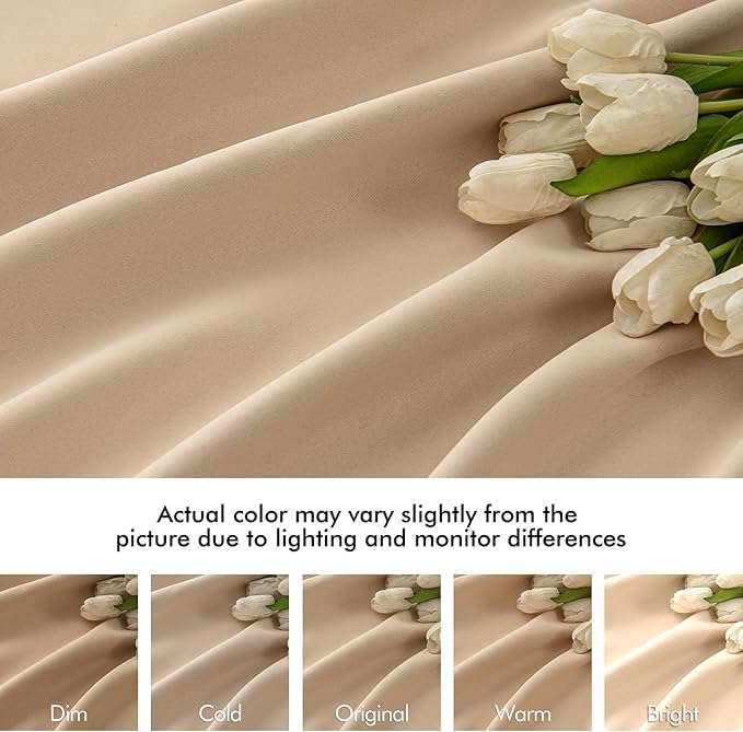 MIULEE Back Tab Beige Curtains 102 Inch Long 2 Panels Set - Image 8