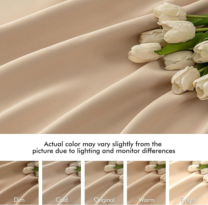 MIULEE Back Tab Beige Curtains 108 Inch Long 2 Panels Set - Image 8
