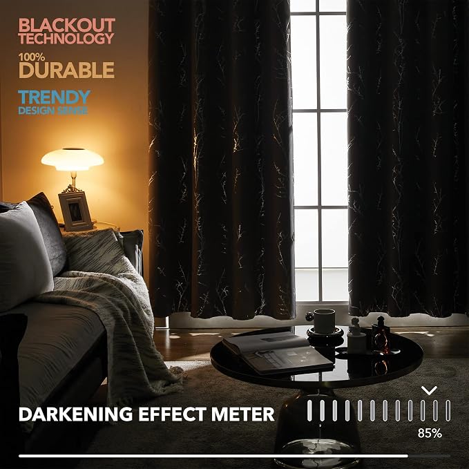 Deconovo Grey Blackout Curtains, Thermal Insulated Soundproof Drapes, 52 x 72 - Image 5