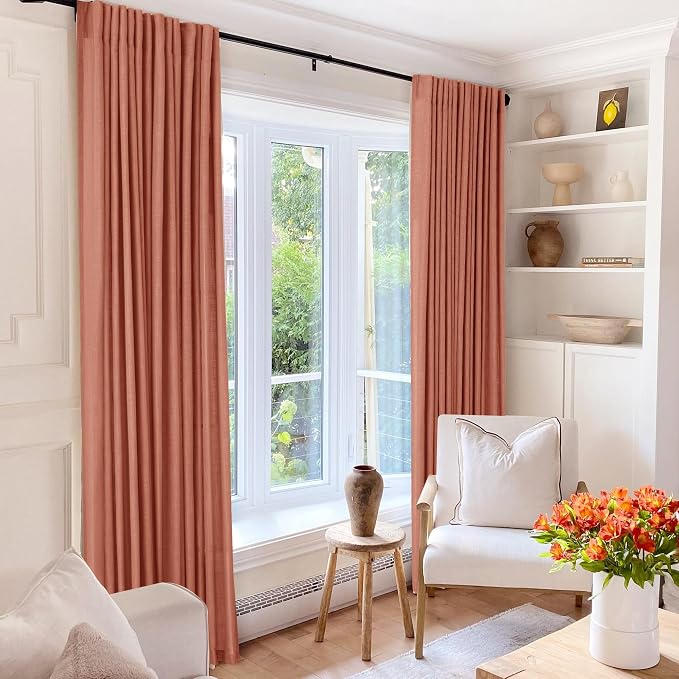 92 inch Linen Terracotta Curtains 2 Panels - Image 7