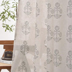 jinchan Linen Floral Curtains for Living Room 96 Inch Length Gray Flower - Image 3