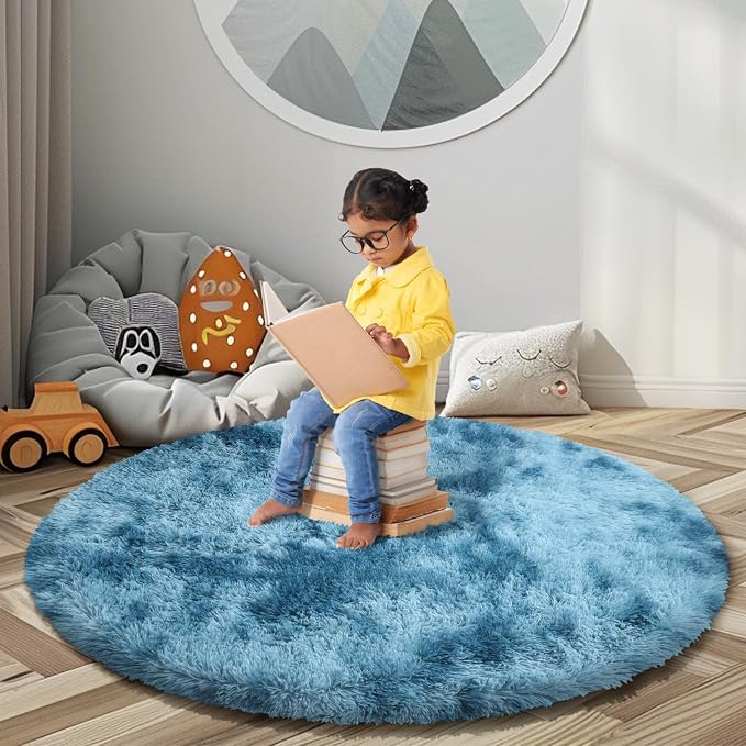 Super Soft Circle Rugs for Girls Princess Castle Toddlers Play Tent 5 Diameter by Junhejiamei