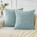 MIULEE Pack of 2 Light Blue Throw Pillow Covers 18x18 Inch Soft Chenille Pillow by MIULEE