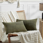 Fancy Homi 2 Packs Olive Green Lumbar Decorative Throw Pillow Covers 16x32 Inch by Fancy+Homi