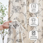 jinchan Floral Curtains Lined Linen Blend Curtain - Image 2