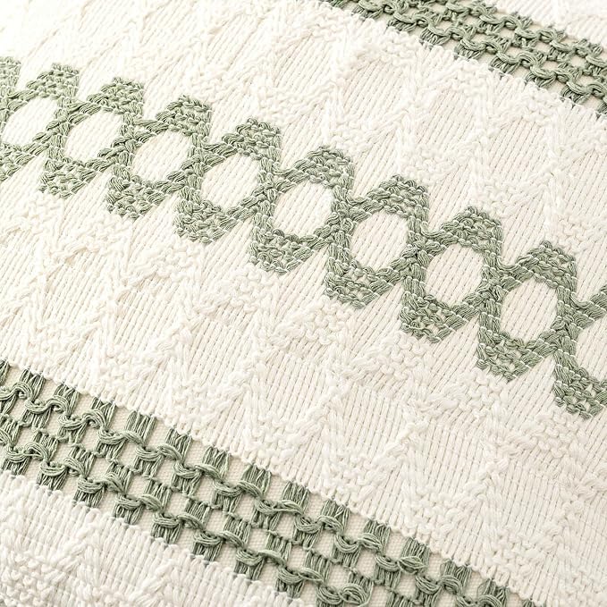 MIULEE Set of 2 Sage Green Boho Decorative Pillow Covers 24x24 Inch Farmhouse - Image 7