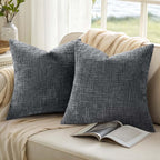 decorUhome Dark Grey Chenille Euro Sham Throw Pillow Covers 22x22 Set of 2 - Image 9